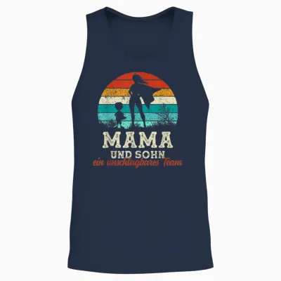 Team Mama and Son Superhero Mother's Day Proud Super Mama Unisex Tank Top - Navy