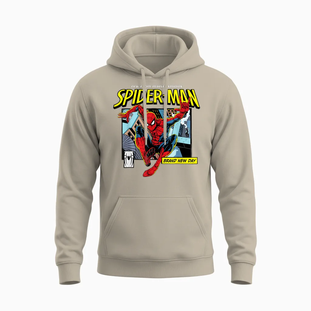 Marvel Studios Spider-Man Bnd Movie 2026 Rooftop Comic Panel Unisex Hoodie in Sand