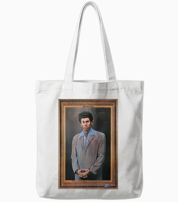 Seinfeld the Kramer Portrait Tote Bags in White
