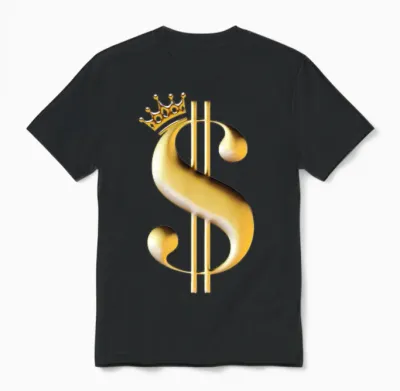 Dollar Sign as a King Unisex T-Shirt - Black