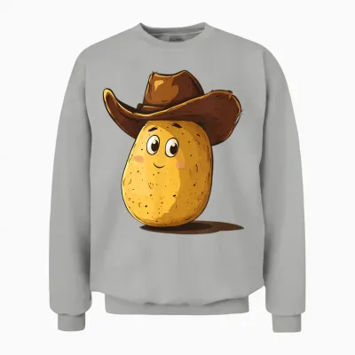 Lustiges Wild West Kartoffel Mit Cowboyhut Kostüm Unisex Sweatshirt - Ash