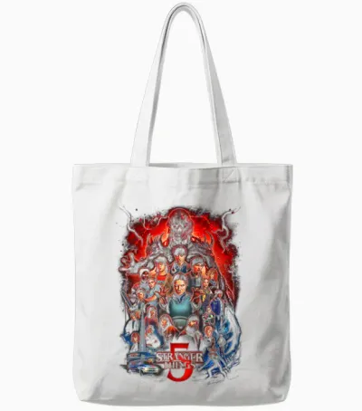 Stranger Things St5 Poster Officially Licensed Tote Bags - White