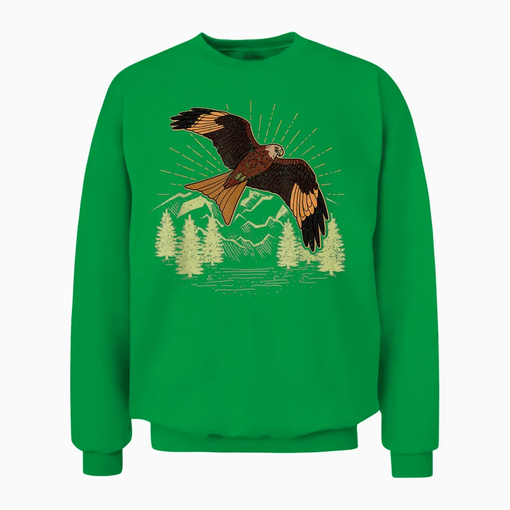 Rotmilan Greifvogel Vogel Biologe Ornithologe Vogelmotiv Unisex Sweatshirt in Irish Green