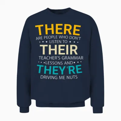 Funny English Grammar Unisex Sweatshirt - Navy