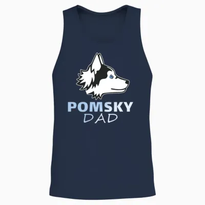 Pomsky for Dad Funny Dog Pomsky Lovers Funny Unisex Tank Top - Navy