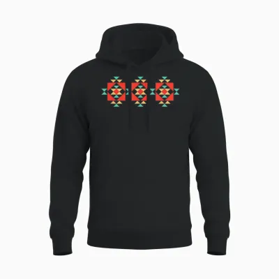 Motif Tribal Amérindien Du Sud-Ouest Santa Fe Unisex Hoodie - Black