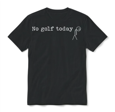 No Golf Today Funny Sad Stick Man Golfing Joke Unisex T-Shirt - Black