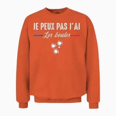 Je Peux Pas J'ai Les Boules Boccia Boule Pétanque Funny T-Shirt, Black, S Unisex Sweatshirt - Orange