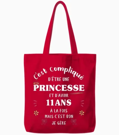 Princess and 11 Years Old Girl Funny Girl for 11 Years Old Party Tote Bags - Red