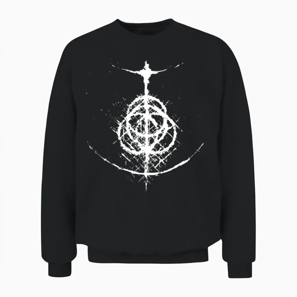 Elden Ring Logo Grunge Unisex Sweatshirt in Black