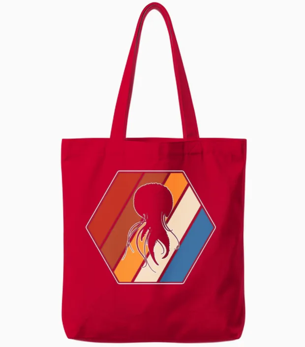 Jellyfish Retro Tote Bags in Red
