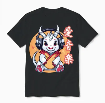 Japanese Music Dragon Unisex T-Shirt - Black