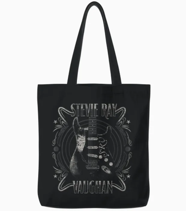 Stevie Ray Vaughan - Blues Rock Music Guitar Tote Bags in Black