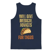 Funny Quote Medical Advices for Tacos Unisex Tank Top - Navy – 1