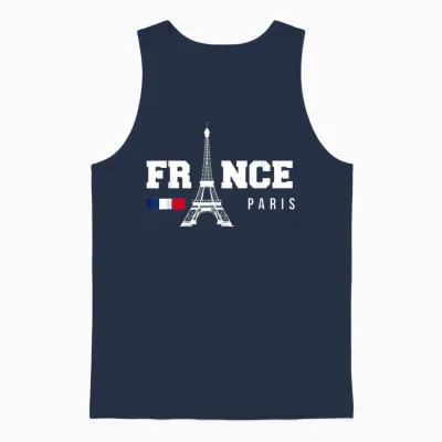 France Gift French Eiffel Tower Paris Monaco French T-Shirt, Black, S Unisex Tank Top - Navy