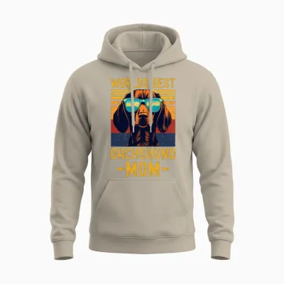 Dachshund with Sunglasses Retro Unisex Hoodie - Sand