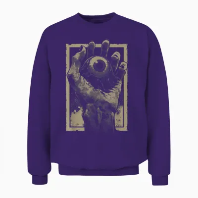 Scary Horror Hand Eye Weirdcore Gothic Occult Trippy T-Shirt, Black, S Unisex Sweatshirt - Purple