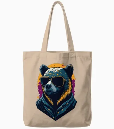 Fanny Beautiful Bear Design .cool Bear Design Tote Bags - Natural