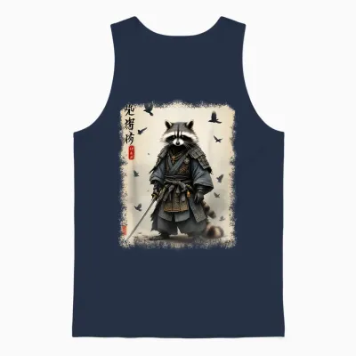 Samurai Waschbär, Japanischer Krieger & Kunst | Vintage Anime Unisex Tank Top - Navy