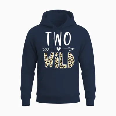 Two Wild 2 Year Old Girl Gifts 2nd Birthday Second Bday Unisex Hoodie - Navy