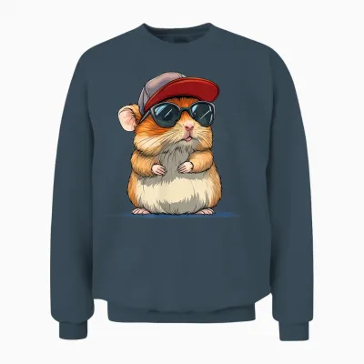 Cool Hamster Costume with Cap and Sunglasses Unisex Sweatshirt - Dark Heather