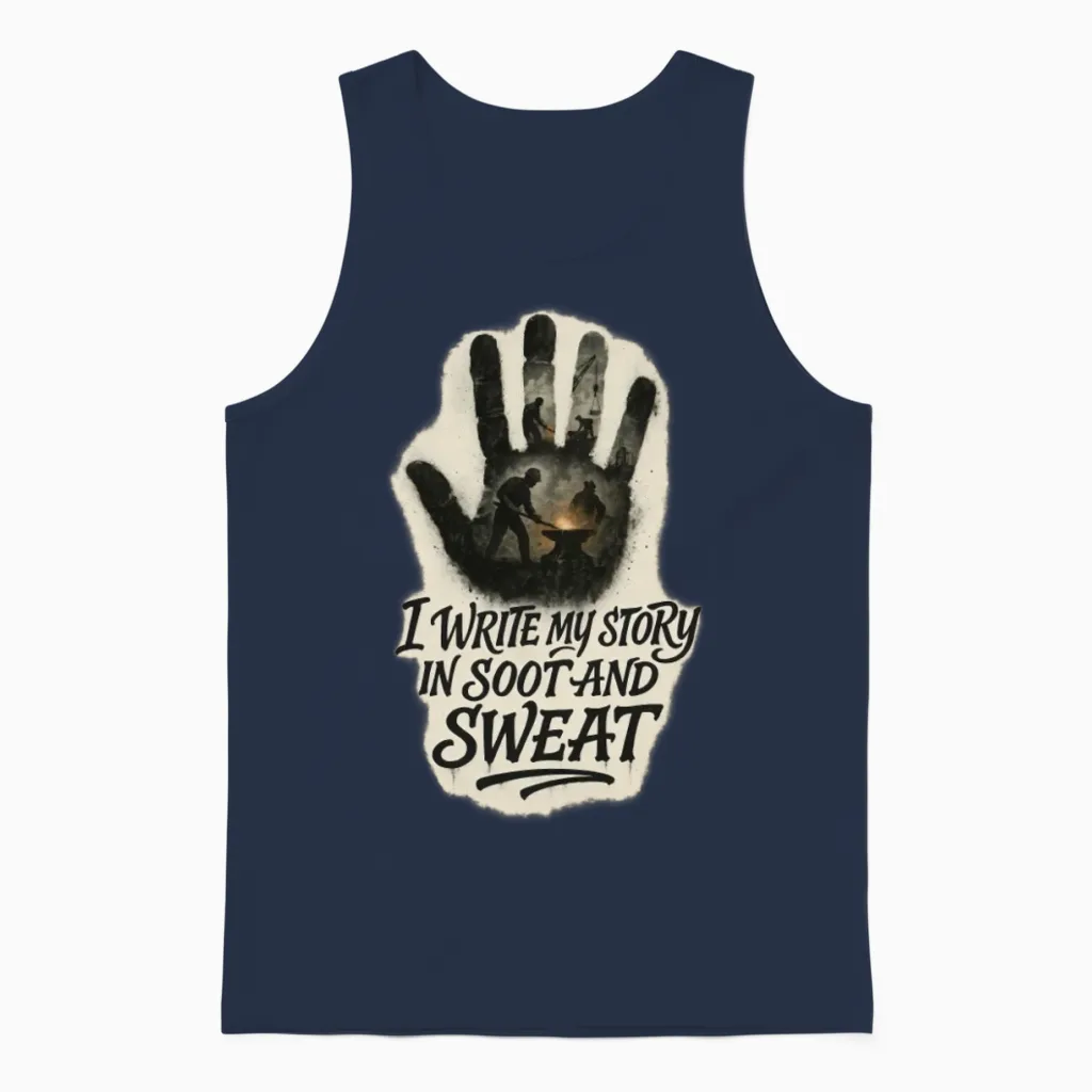 Soot & Sweat Blacksmith Grind Unisex Tank Top in Navy