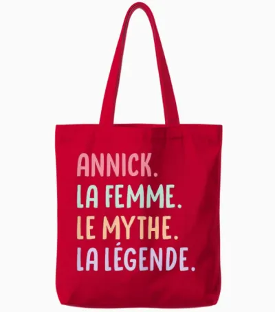 Femme Copine Humour Cadeau Personnalisé Prénom Annick Tote Bags - Red