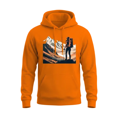 Hiking Girl Unisex Hoodie - Safety Orange