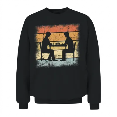 Chess Game Retro Design Unisex Sweatshirt - Black