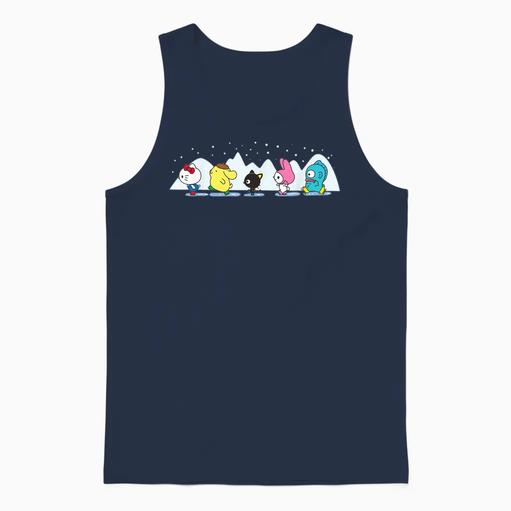 Sanrio Characters Holiday Ice Skating Unisex Tank Top in Navy