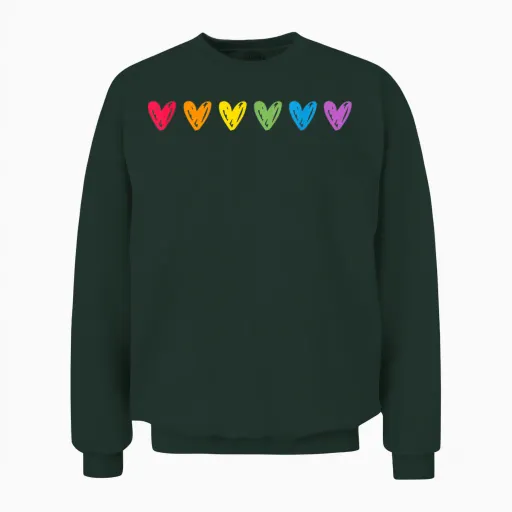 Rainbow Heart Lgbtq Csd Gay Pride T-Shirt, Black Unisex Sweatshirt - Forest