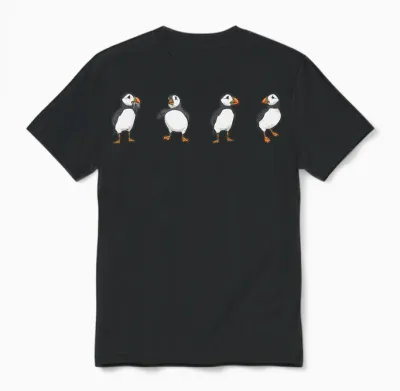 Puffin Alkenvögel Lunde T-Shirt, Black Unisex T-Shirt - Black