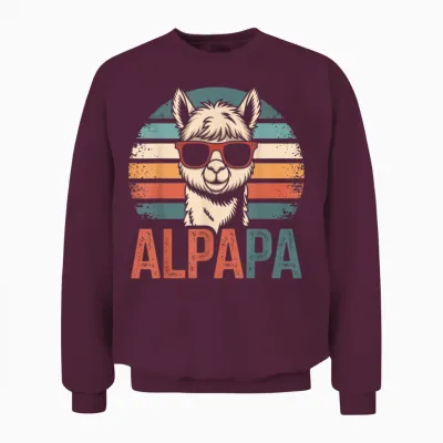 Alpapa Papa Alpaka Brille Geschenk Vatertag Humor Retro Unisex Sweatshirt - Maroon
