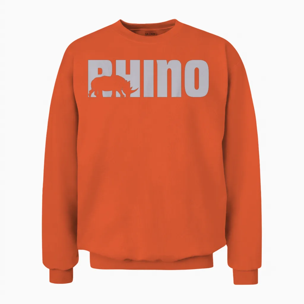 Cool Rhino Design for Men, Women, Kids, Rhino Lovers Unisex Sweatshirt in Orange