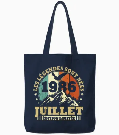Les Légendes Sont Nées En Juillet 1986 Anniversaire 40 Ans Tote Bags - Navy