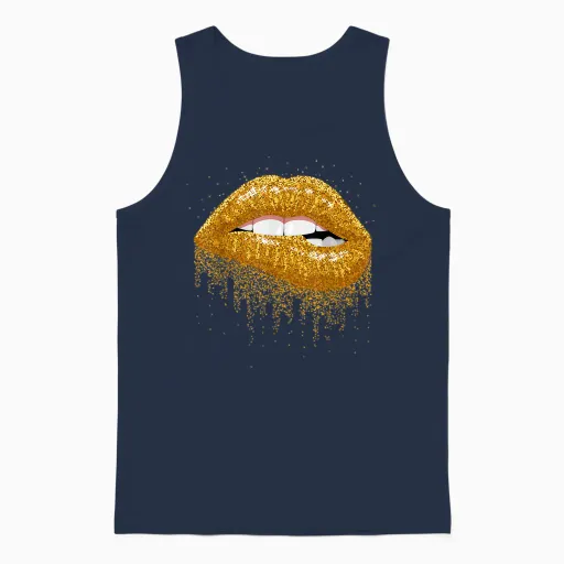 Cool Sexy Woman Fashion Graphic Lips Illustration Art Unisex Tank Top - Navy