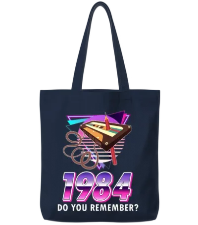 Retro 80s Mottot Party 1984 Vintage Tote Bags - Navy