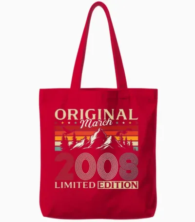 18 Ans Anniversaire Homme Cadeau Mars 2008 Vintage Manche Longue Tote Bags - Red