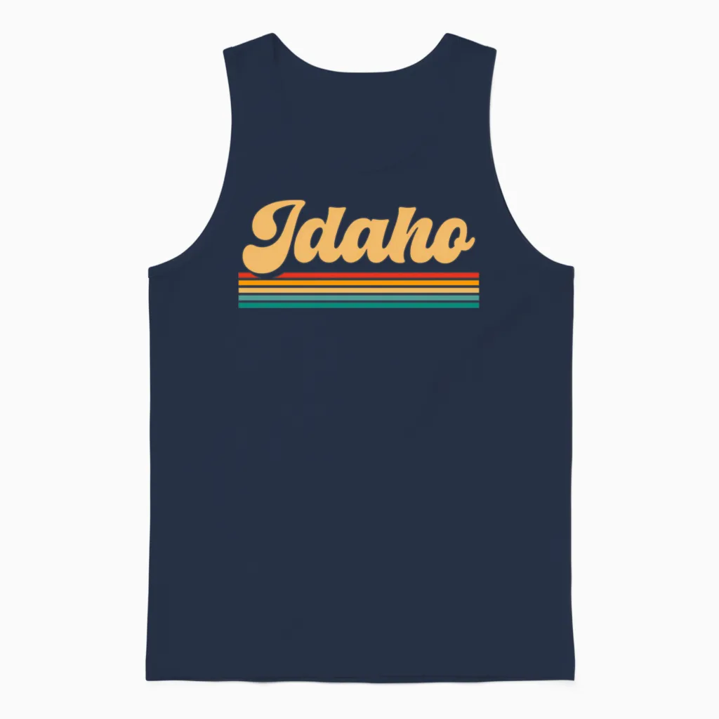 Retro State of Idaho Unisex Tank Top in Navy