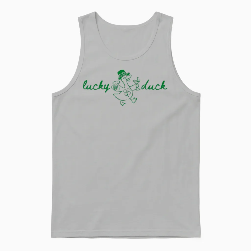 St Patrick's Lucky Duck Saint Paddy's Day Irish Beer Martini Unisex Tank Top in Ash