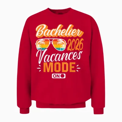 Baccalauréat 2026 Cadeau Réussite Bac Vacances Sunset Soleil Unisex Sweatshirt - Red
