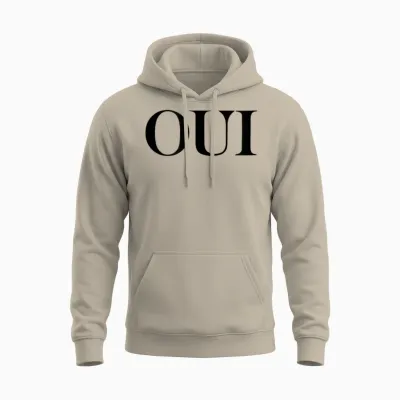 Oui Women's French Word White T-Shirt, Black, S Unisex Hoodie - Sand