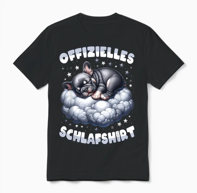 Offizielles Schlafshirt Französische Bulldogge Schlafanzug Unisex T-Shirt in Black