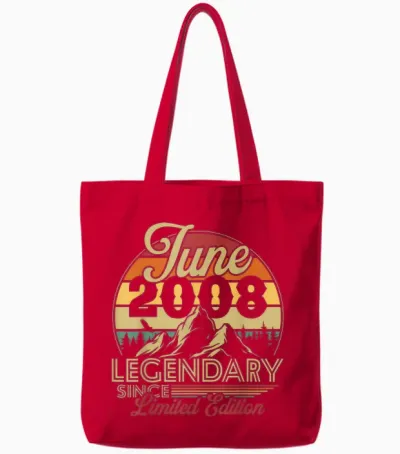 Vintage Anniversaire 18 Ans Pour Né En Juin 2008 Cadeau Tote Bags - Red