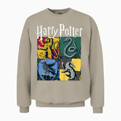 Kids Harry Potter House Crest Panels Unisex Sweatshirt - Sand