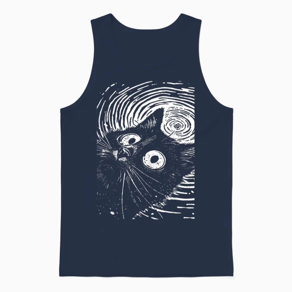 Trippy Cat | Pastel Goth Gothic Grunge Alt Punk Weirdcore Unisex Tank Top in Navy