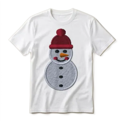 Snowman Embroidered Unisex T-Shirt - White