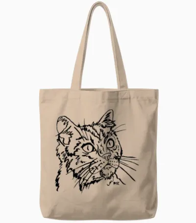 Cat Face Tote Bags - Natural