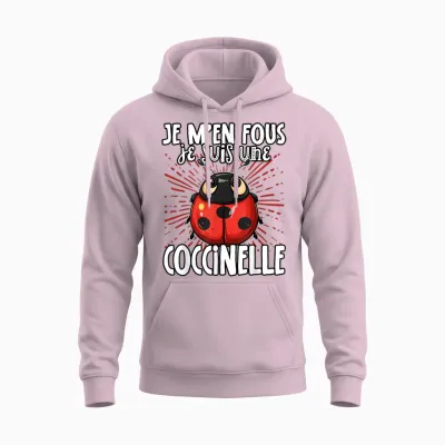 Je M'en Fous Je Suis Une Ladybug Cute Ladybug T-Shirt, Black, S Unisex Hoodie - Light Pink