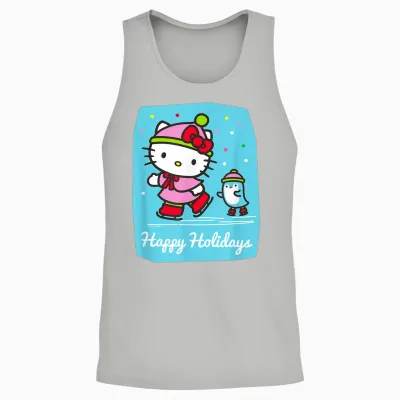 Hello Kitty Happy Holiday Ice Skating Unisex Tank Top - Ash